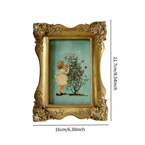 Resin Picture Frame Vintage Photo Frame Desktop Photo Display Holder for Housewarming Home Decoration