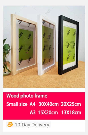Customized Photos Square Wood Photo Frame For Wall Hanging Wood Picture Frame Stand For Pictures Photo Decor Commemorative Gift