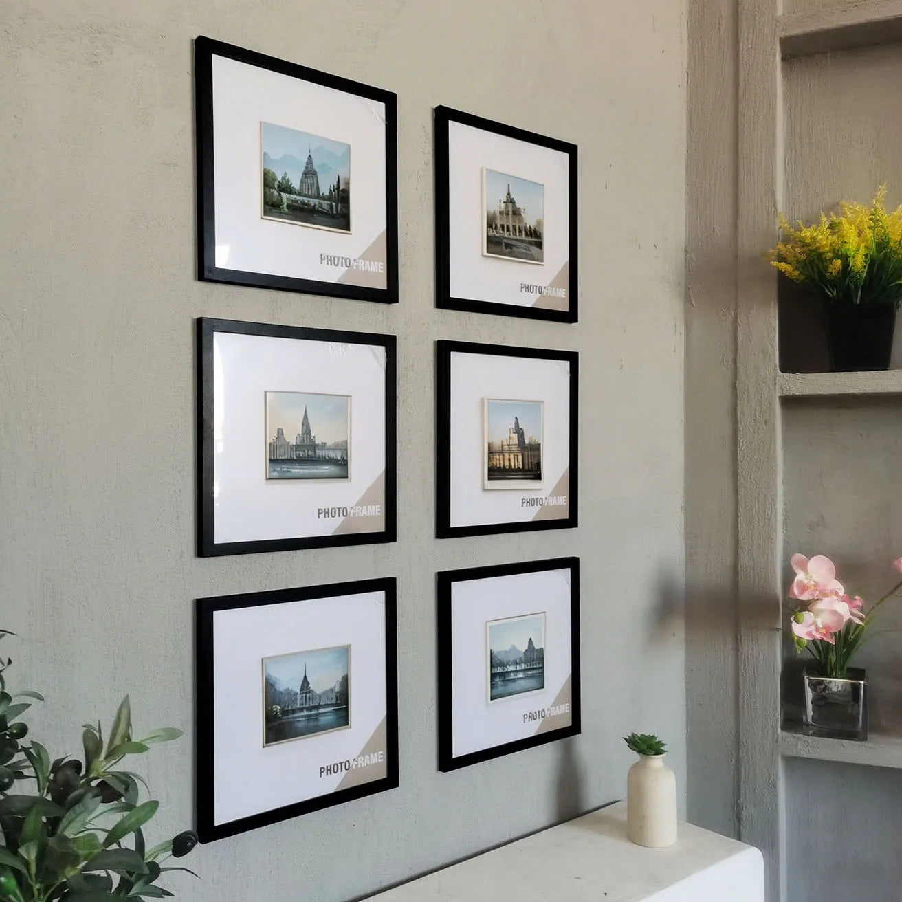 5-Pack Square Wooden Photo Frames – 15/20/25/30cm Wall & Table Display