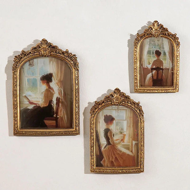 French Vintage Baroque Resin Picture Frame Wall Hanging Home Decor Artistic Luxury Tabletop Display Photo Frame