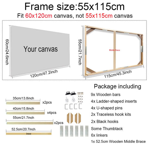 30x40 40x50 60x90cm Canvas Frame Wooden Frames Wooden Photo Oil Painting Canvas Diamond Painting Frames Canvas Wood Wall Frame
