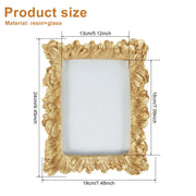 Picture Frame Antique Leaf Embossment Photo Frame with Protection Glass Vintage Gold Resin Tabletop Display Photo Holder