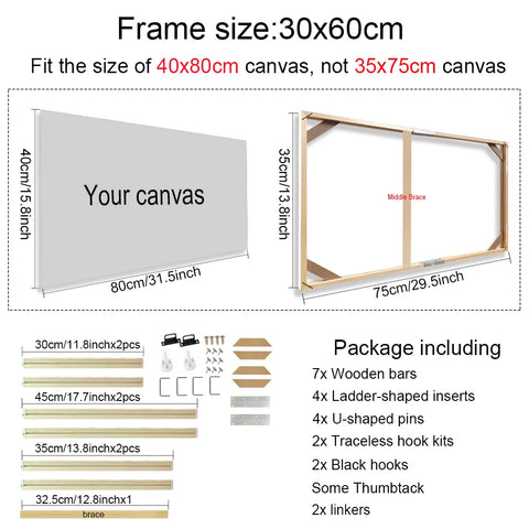 30x40 40x50 60x90cm Canvas Frame Wooden Frames Wooden Photo Oil Painting Canvas Diamond Painting Frames Canvas Wood Wall Frame