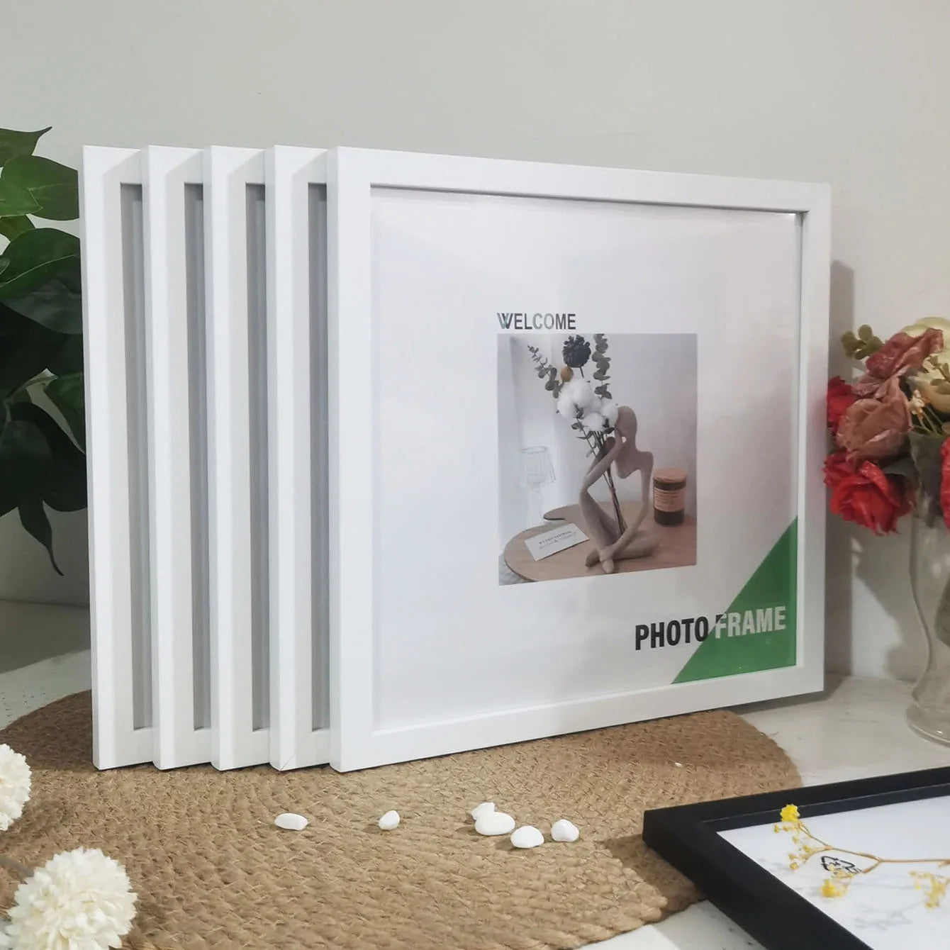5-Pack Square Wooden Photo Frames – 15/20/25/30cm Wall & Table Display