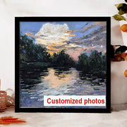 Customized Photos Square Wood Photo Frame For Wall Hanging Wood Picture Frame Stand For Pictures Photo Decor Commemorative Gift
