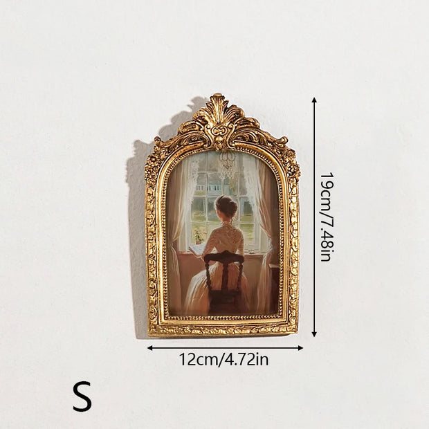 European Vintage Photo Frame Relief Picture Arch Wedding Photo Frames  For Home Decor Living Room Desk Decoration Luxury Carving