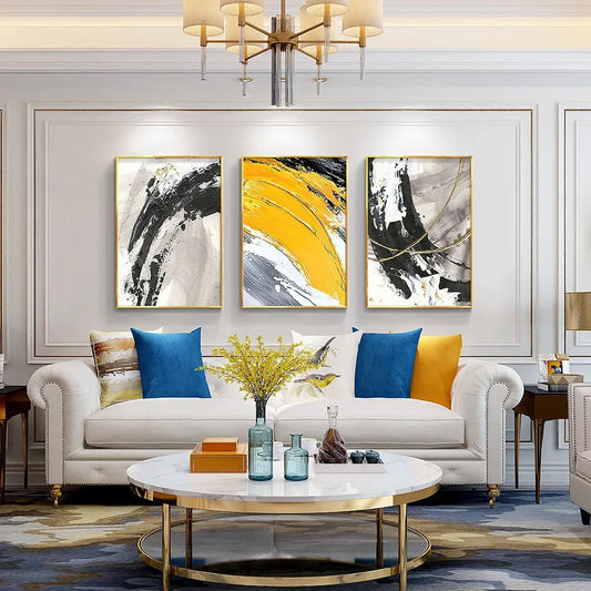 Hand-Painted Abstract Oil Painting on Canvas for Living Room Wall Art