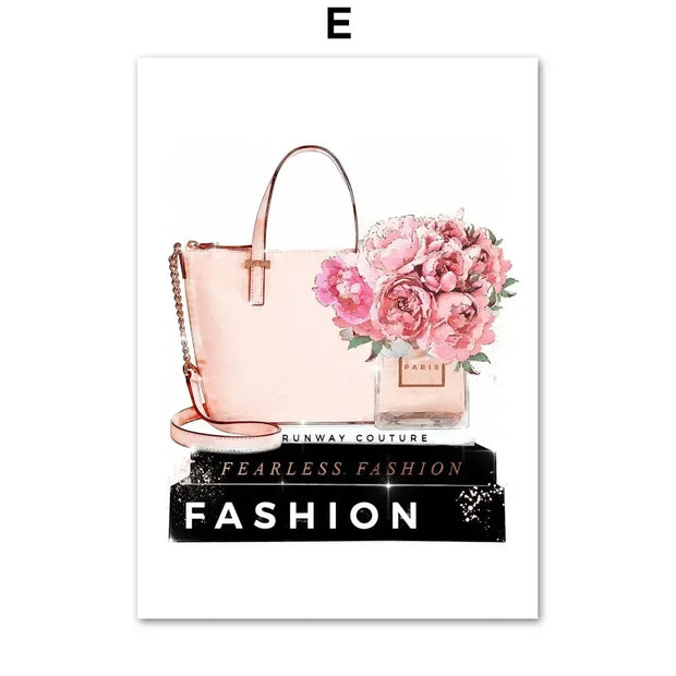 Canvas Painting Art  Nordic Posters And Prints Wall Pictures Flower Perfume Lipstick Book Fashion Makeup For Living Room Decor