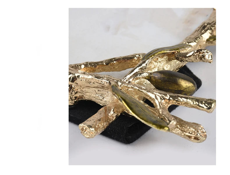 Golden Olive Branch Metal Photo Frame – Wall & Table Display