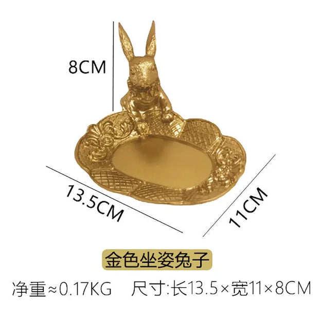 Rabbit Display Stand Jewelry Storage Tray Jewelry Display Plate Sitting Rabbit Jewelry Holder Resin Earrings Display