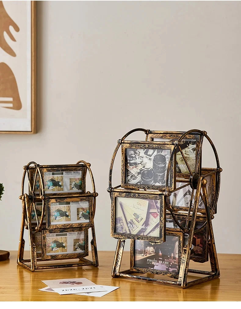 Retro Vintage Ferris Wheel Rotatable Photo Frame – Personalized Family Display