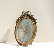 Golden Vintage Oval Photo Frame Elegant Tabletop Decor for Bedroom Study Living Room Perfect Gift Idea