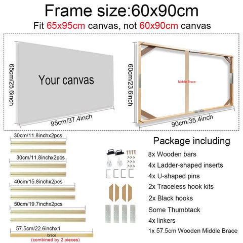 30x40 40x50 60x90cm Canvas Frame Wooden Frames Wooden Photo Oil Painting Canvas Diamond Painting Frames Canvas Wood Wall Frame