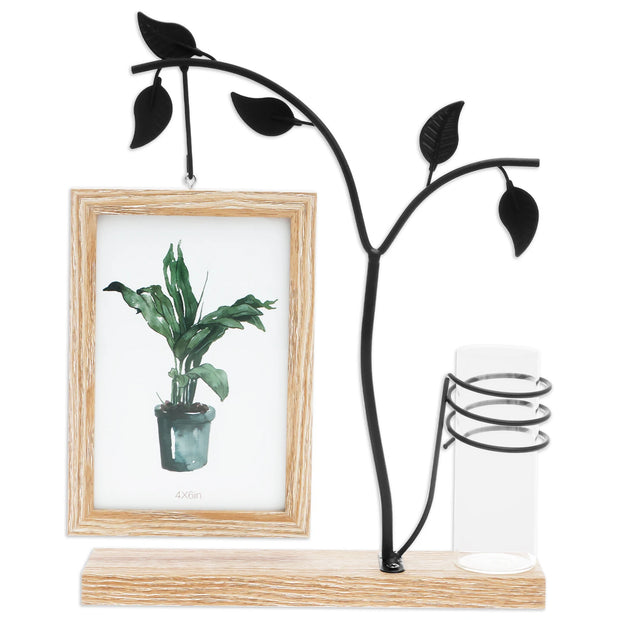 4x6 Picture Frame with Stand and Glass Vase for Flowers Plants Double Sided 4x6 Photo Frame  room Home decoration decor