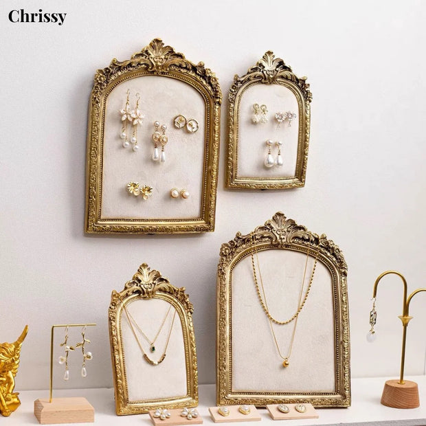Vintage Resin Velvet Jewelry Display Stand Retro Necklace Bracelet Earring Pendant Display Props Holder Classic Jewelry Stand