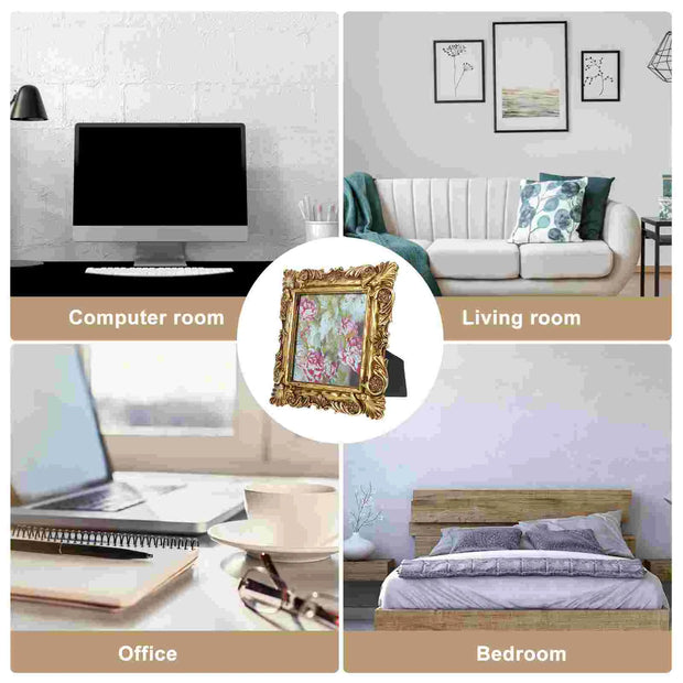 Resin Decorative Frame Retro Photo Frame Vintage Picture Frame Antique Display Frame Hanging Wall Frame Home Decor Albums Resin