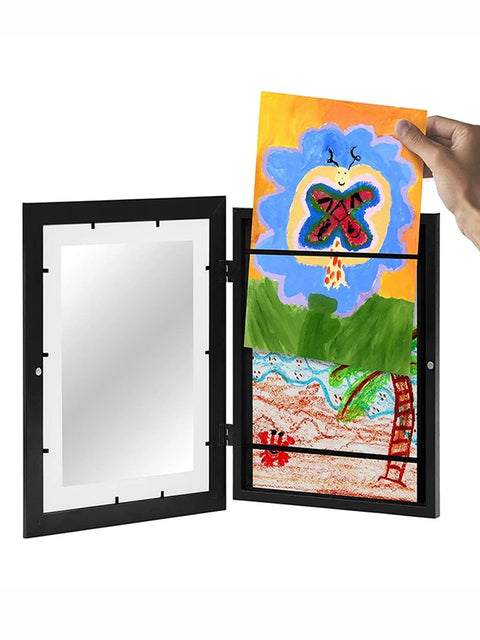 Wood Flap Art Frames Magnetic A4 Photo Frame Framed Picture DIY Children's Exhibition of Paintings Home Decoration Storage Rack