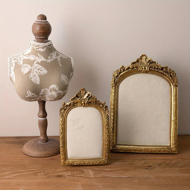 1PC Exquisite Vintage Photo Frames Elegant Beautiful Golden Resin Photo Frame Living Room Decoration Wedding Gift Photo Frames