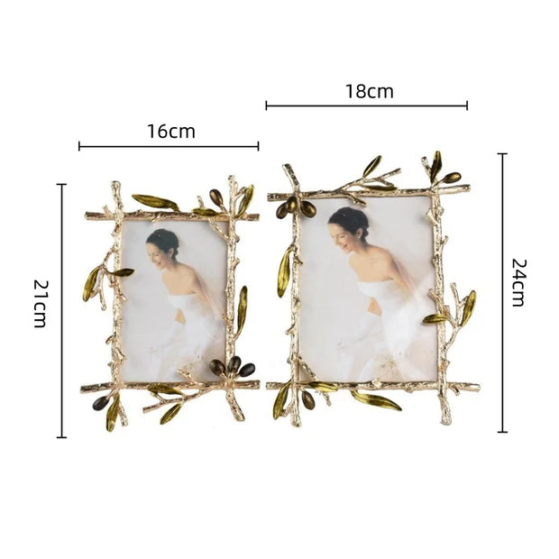 Metal Picture Frame Golden Olive Olive Branch Border Photo Frame Photo Display Background Wall Decoration Accessories