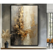 Gold, Grey, Beige, Black 100% Hand Painted, Textured Painting, Acrylic Abstract Oil Painting, Wall Decor Living Room, Office Wal