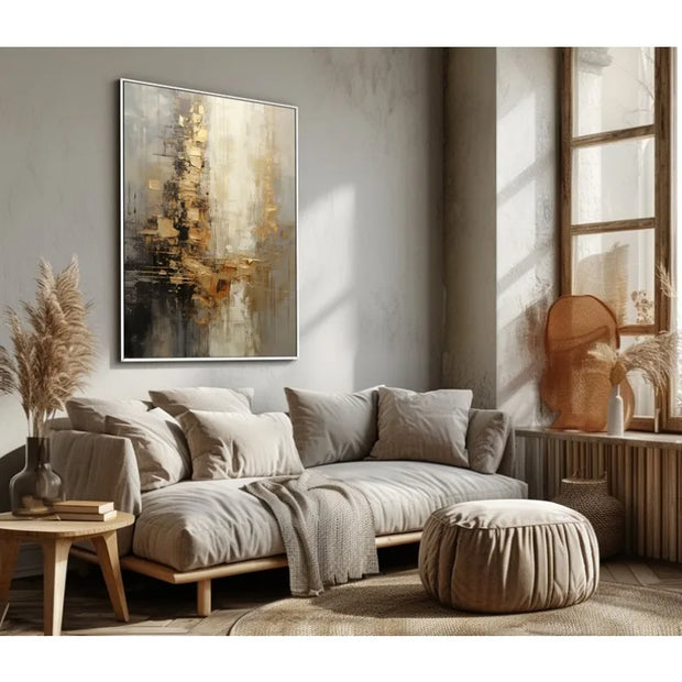 Gold, Grey, Beige, Black 100% Hand Painted, Textured Painting, Acrylic Abstract Oil Painting, Wall Decor Living Room, Office Wal