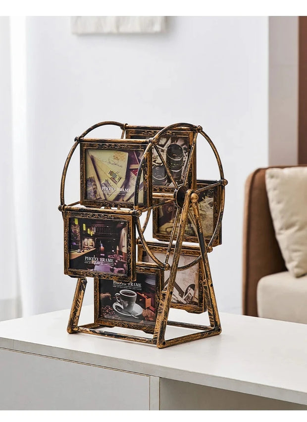 Retro Vintage Family Photo Frames DIY Ferris Wheel Rotatable Windmill Picture Frame Personalized Family Photo Frame Shows