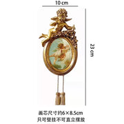 Retro European relief round resin small photo frame picture frame ornament homestay wall decoration literary light luxury wall h