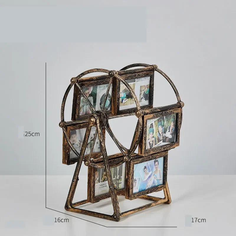 Retro Vintage Ferris Wheel Rotatable Photo Frame – Personalized Family Display