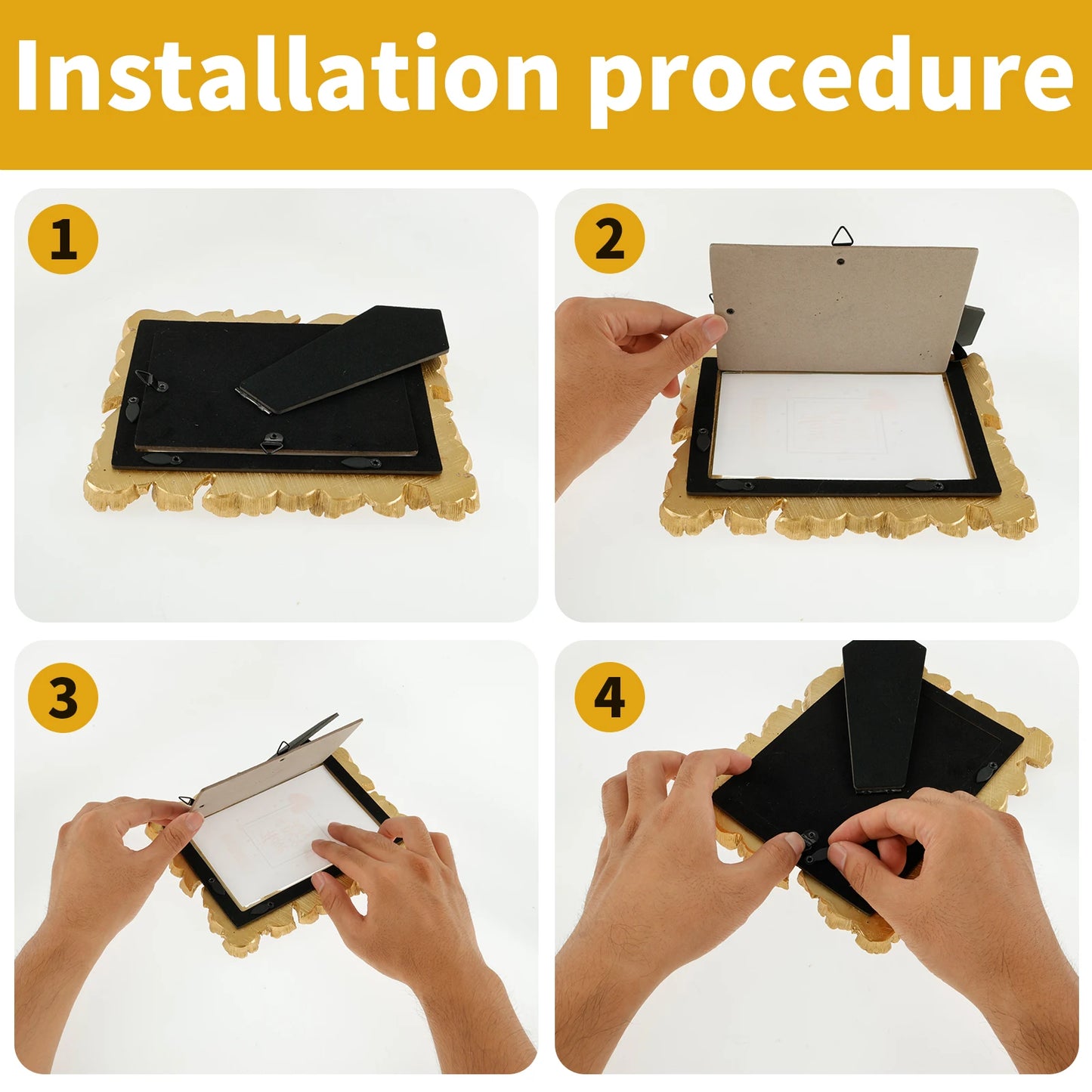 Vintage Gold Leaf Resin Photo Frame – Antique Tabletop Display