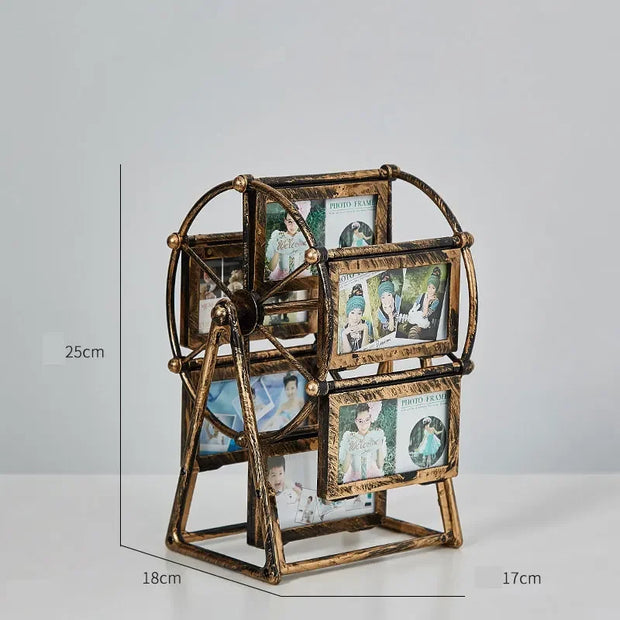 Retro Vintage Family Photo Frames DIY Ferris Wheel Rotatable Windmill Picture Frame Personalized Family Photo Frame Shows