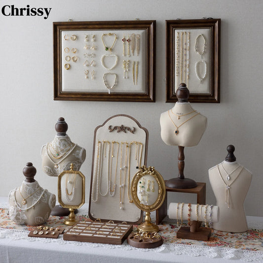 Luxury Wooden Jewelry Display Stand – Necklace, Bracelet & Ring Organizer