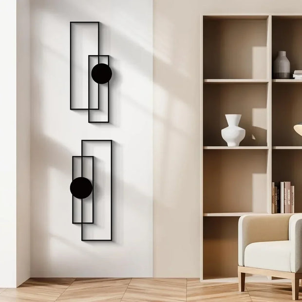 4-Piece Fashion-Themed Metal Wall Art Set, Abstract Single Line Geometric Sculptures, Indoor Elegant Minimalist Hanging Artwork