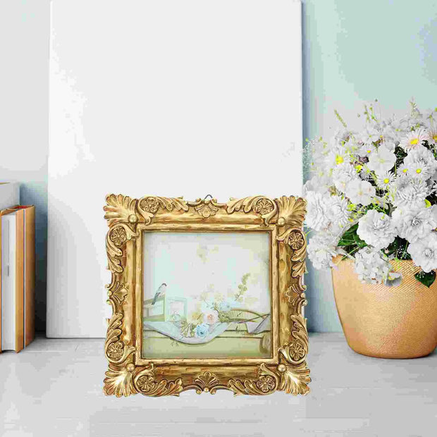 Resin Decorative Frame Retro Photo Frame Vintage Picture Frame Antique Display Frame Hanging Wall Frame Home Decor Albums Resin