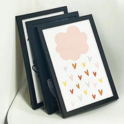 Set of 3 A4 Wooden Picture Frames Black White and Apricot Natural Solid Mount Poster Frames for Wall Mounting Included Hardware