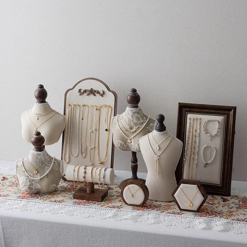 Luxury Wooden Jewelry Display Stand – Necklace, Bracelet & Ring Organizer