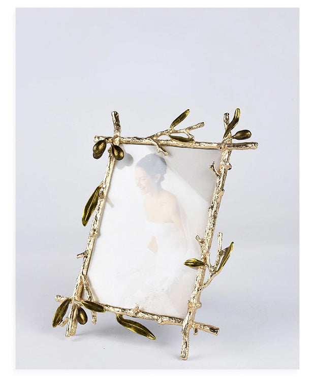 Metal Picture Frame Golden Olive Olive Branch Border Photo Frame Photo Display Background Wall Decoration Accessories