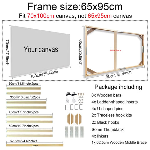 30x40 40x50 60x90cm Canvas Frame Wooden Frames Wooden Photo Oil Painting Canvas Diamond Painting Frames Canvas Wood Wall Frame