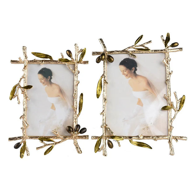 Metal Picture Frame Golden Olive Olive Branch Border Photo Frame Photo Display Background Wall Decoration Accessories