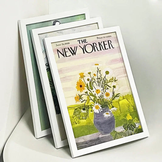 3-Pack A4 Wooden Poster Frames – Black, White & Apricot, Wall Mount Ready