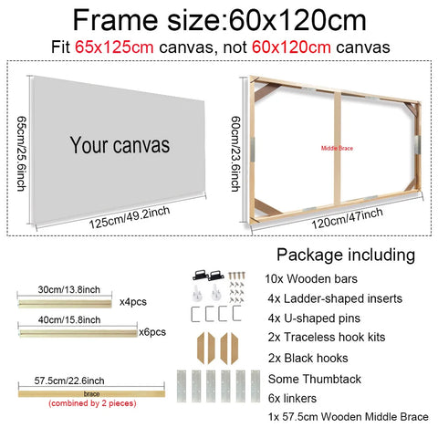30x40 40x50 60x90cm Canvas Frame Wooden Frames Wooden Photo Oil Painting Canvas Diamond Painting Frames Canvas Wood Wall Frame