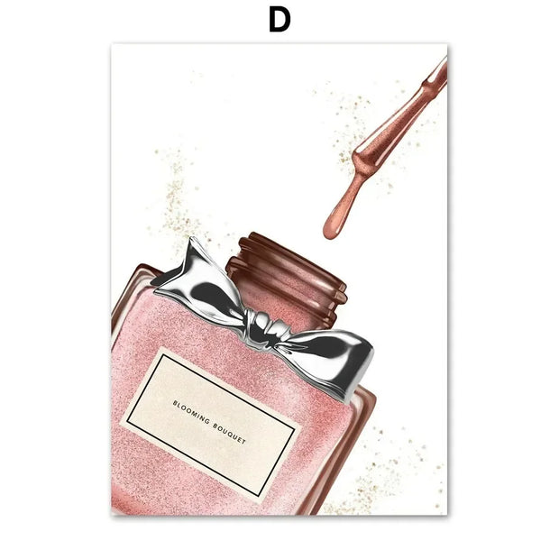 Canvas Painting Art  Nordic Posters And Prints Wall Pictures Flower Perfume Lipstick Book Fashion Makeup For Living Room Decor