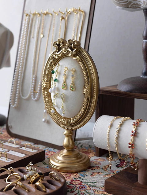 Luxury Necklace Display Portrait Model Wooden Window Jewelry Displays Rack Counter Bracelet Ring Organizer Display Props
