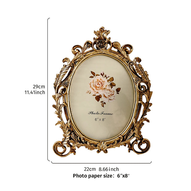1pc European Style Vintage Gold Lace Oval Decoration Photo Frame for Photo Show Home Decoration