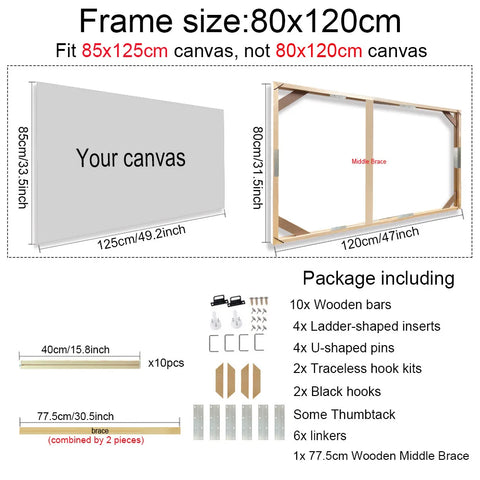 30x40 40x50 60x90cm Canvas Frame Wooden Frames Wooden Photo Oil Painting Canvas Diamond Painting Frames Canvas Wood Wall Frame
