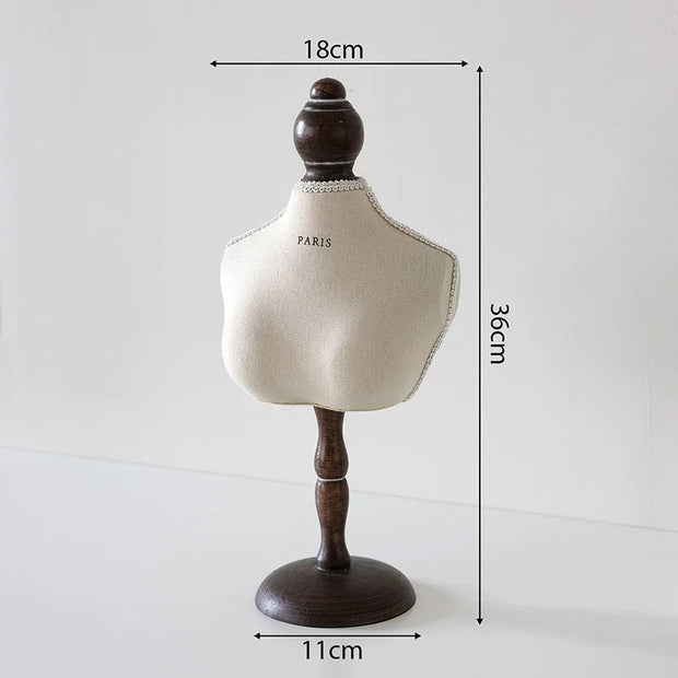 Luxury Necklace Display Portrait Model Wooden Window Jewelry Displays Rack Counter Bracelet Ring Organizer Display Props