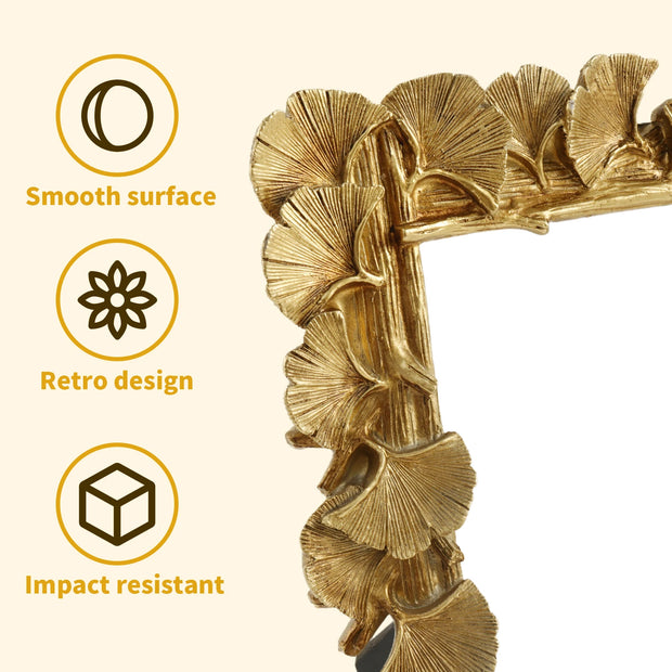 Picture Frame Antique Leaf Textured Photo Frame Vintage Gold Resin Tabletop Display Photo Holder for Home Bedroom Living Room