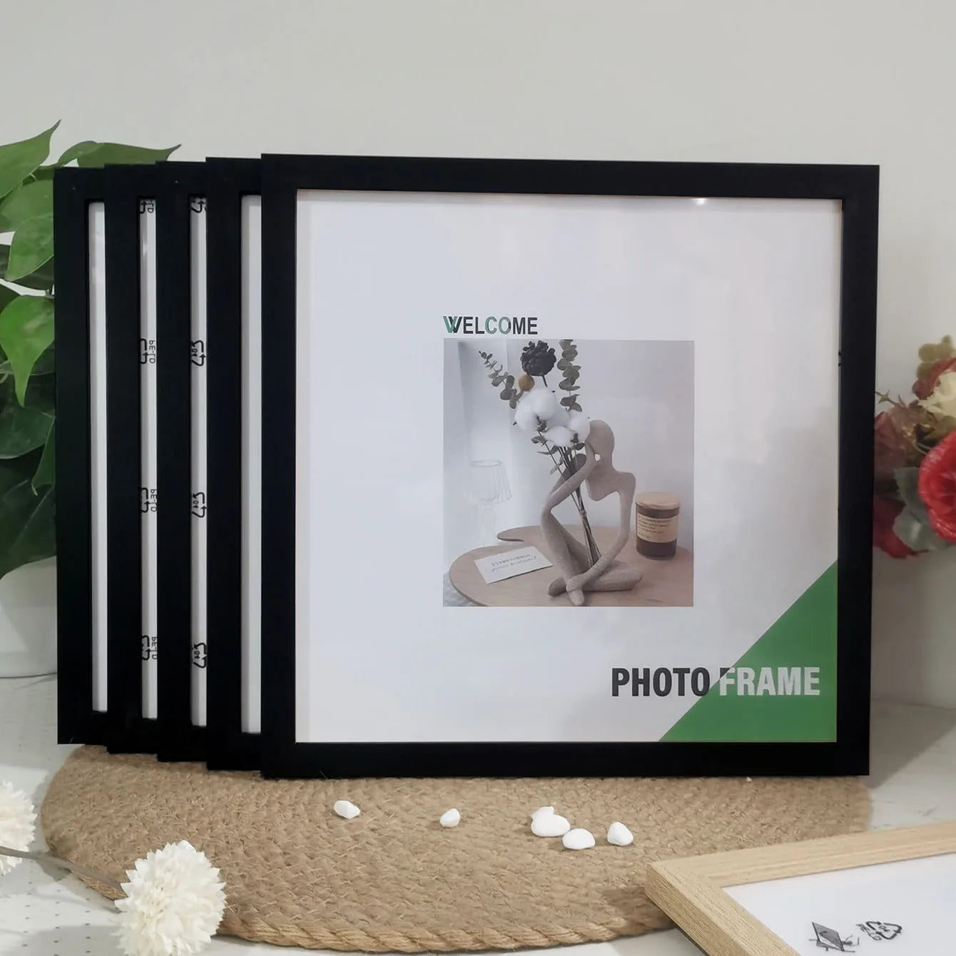 5-Pack Square Wooden Photo Frames – 15/20/25/30cm Wall & Table Display