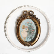 Golden Vintage Oval Photo Frame Elegant Tabletop Decor for Bedroom Study Living Room Perfect Gift Idea