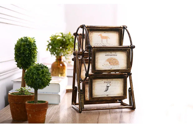Retro Vintage Family Photo Frames DIY Ferris Wheel Rotatable Windmill Picture Frame Personalized Family Photo Frame Shows