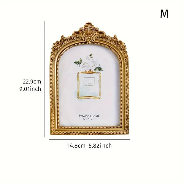 Golden Cadre Vintage Frame Retro Golden Decor Photo Frame For Photo Display, Wedding Anniversary Party Christmas Valentine Gift